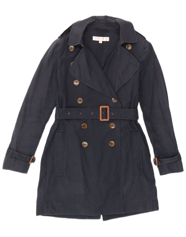 French Connection Gabardina para mujer UK 40 Small Algodón azul marino