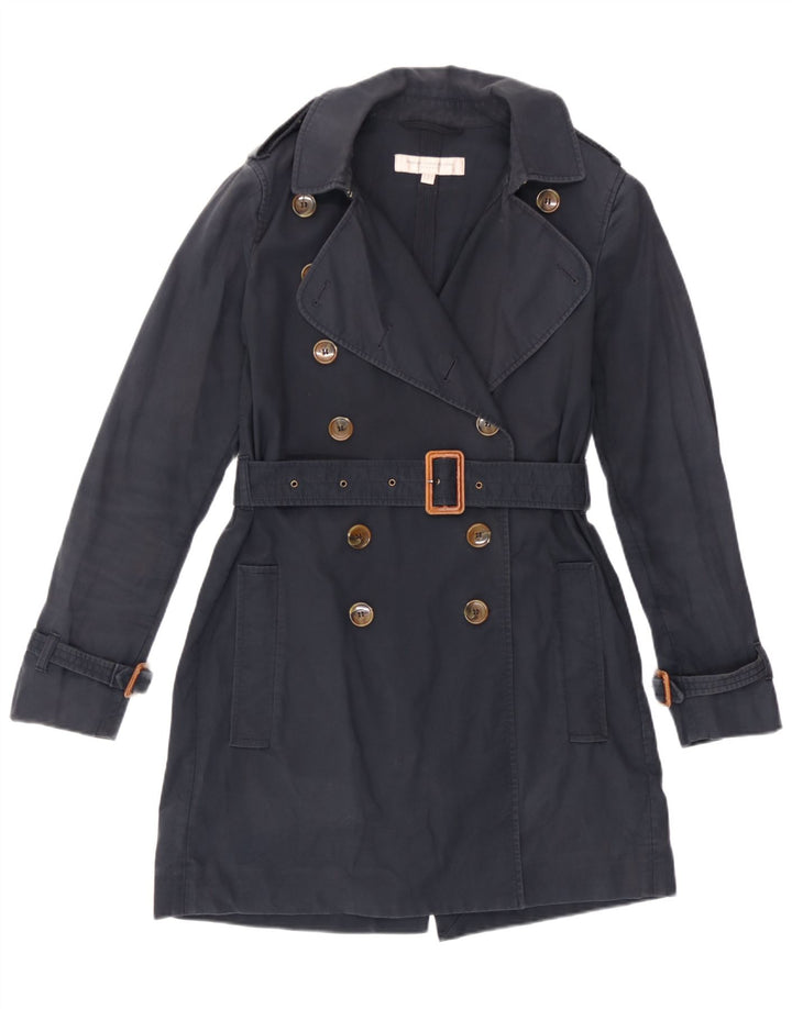French Connection Gabardina para mujer UK 40 Small Algodón azul marino