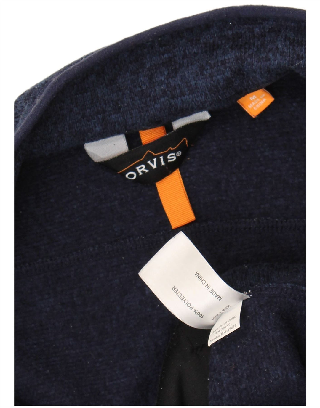 Orvis Mens Chándal Top Chaqueta Mediana Azul Marino Moteado Poliéster
