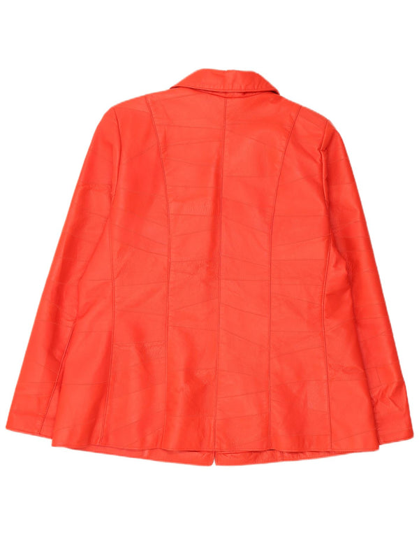Vintage mujer chaqueta de cuero Reino Unido 20 2XL rojo patchwork
