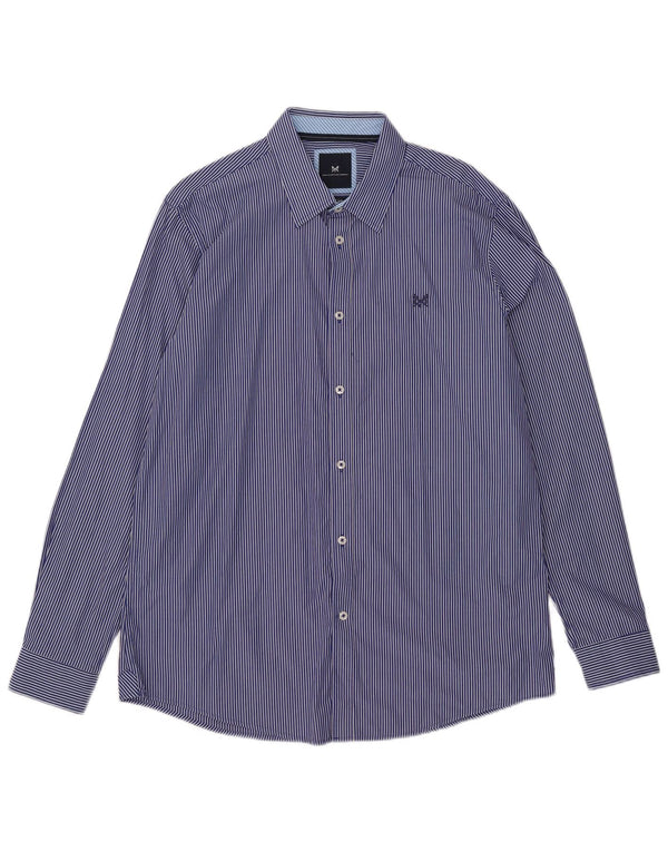 Crew Clothing Camisa ajustada para hombre XL Algodón a rayas azules