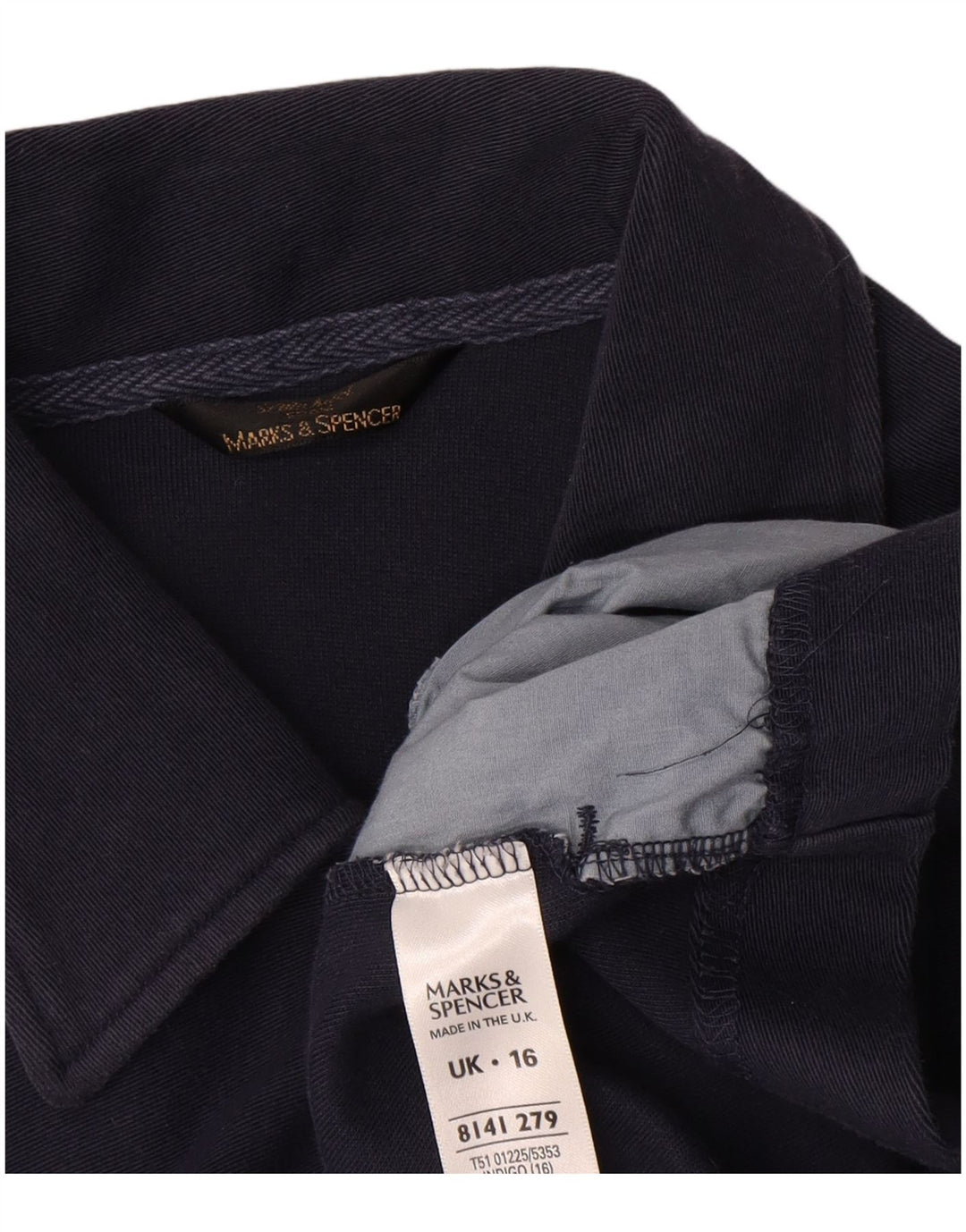 Marks & Spencer Chaqueta Bomber para Mujer UK 46 Grande Algodón Azul Marino