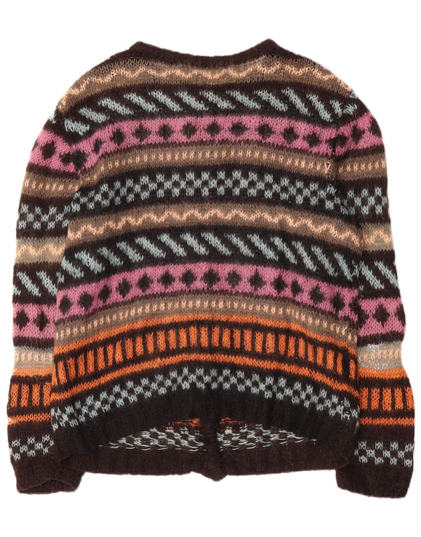 Vintage mujer Cardigan suéter Reino Unido 16 grande multicolor rayas