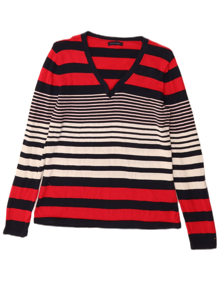 TOMMY HILFIGER Womens V-Neck Jumper Sweater UK 8 Small Multicoloured