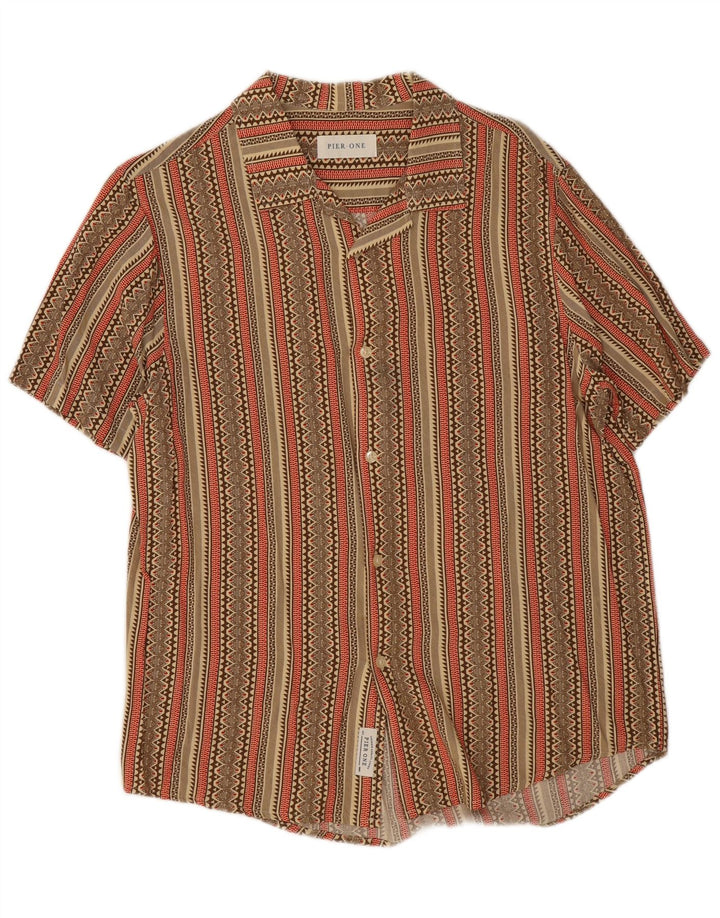 Camisa de manga corta Pier One Hombre Rayas caqui medianas