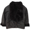 Vintage mujer shearling chaqueta IT 46 grande negro shearling