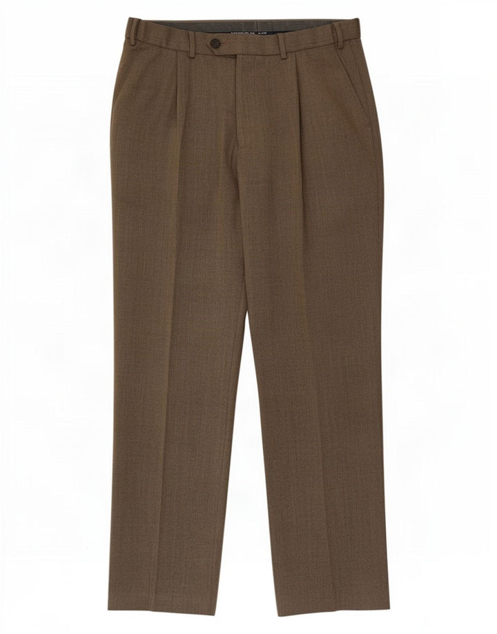 Marks & Spencer Pantalón de traje de corte regular para hombre W32 L31 Lana beige