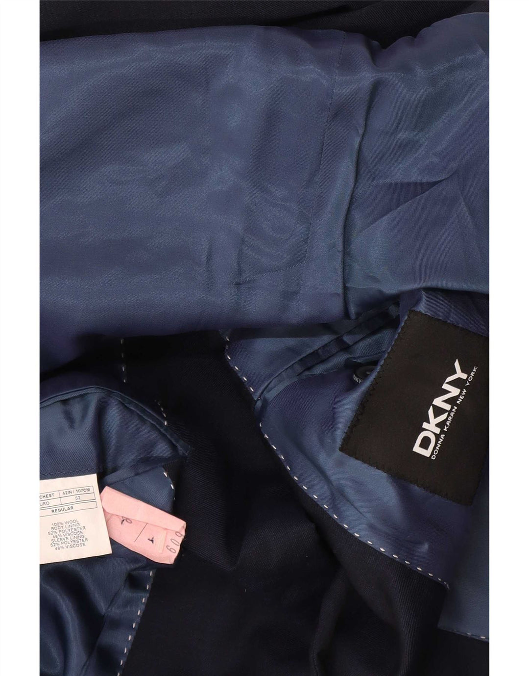 Dkny Chaqueta tipo blazer de 2 botones para hombre IT 52 XL Lana azul marino
