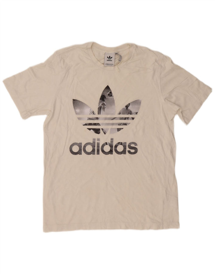 Adidas - Camiseta gráfica para hombre, talla mediana, algodón blanco