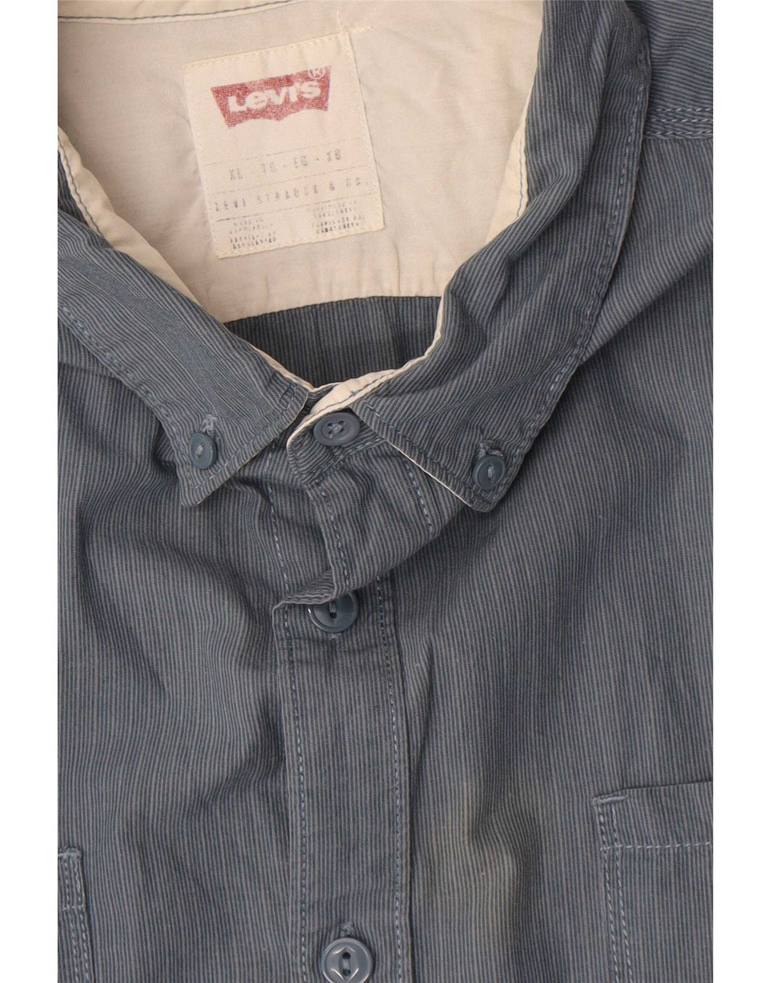 Camisa Levi's Hombre XL Algodón Rayas Gris