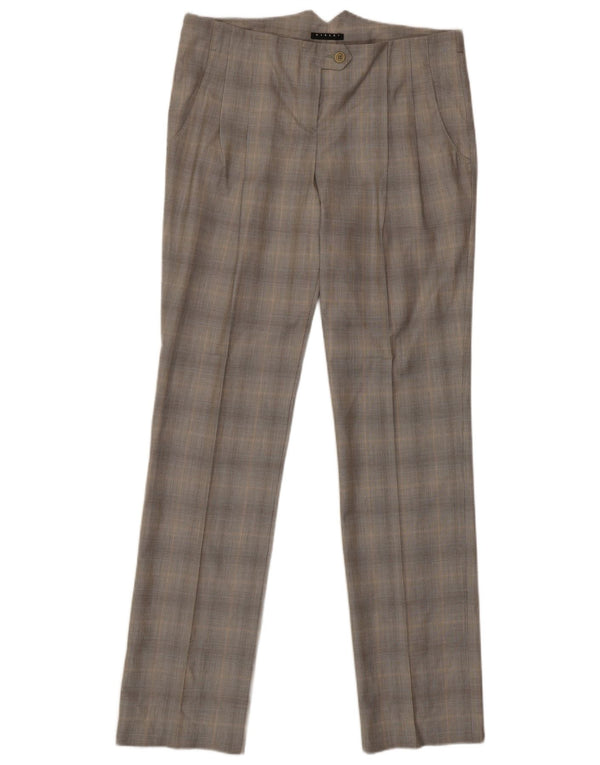 Sisley Pantalones de traje ajustados para mujer IT 42 Medium W30 L33 Gris a cuadros Poliéster