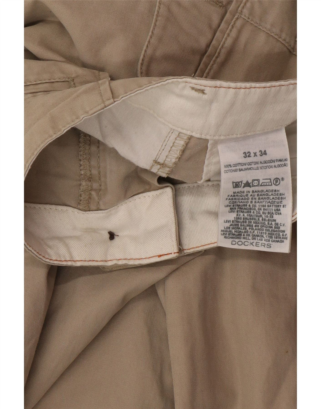 DOCKERS Pantalón chino recto para hombre W32 L34 Beige Algodón Clásico