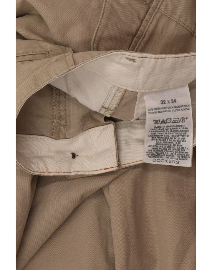 DOCKERS Pantalón chino recto para hombre W32 L34 Beige Algodón Clásico