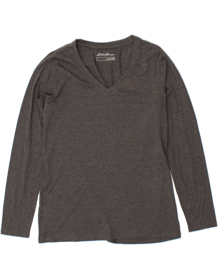 EDDIE BAUER Womens Top Long Sleeve UK 14 Medium Grey Cotton Vintage Eddie Bauer and Second-Hand Eddie Bauer from Messina Hembry 