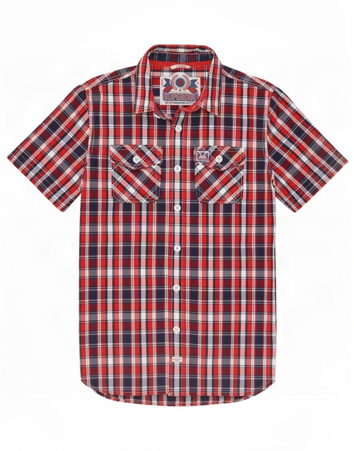 Superdry Camisa De Manga Corta De Algodón A Cuadros Rojo Medio
