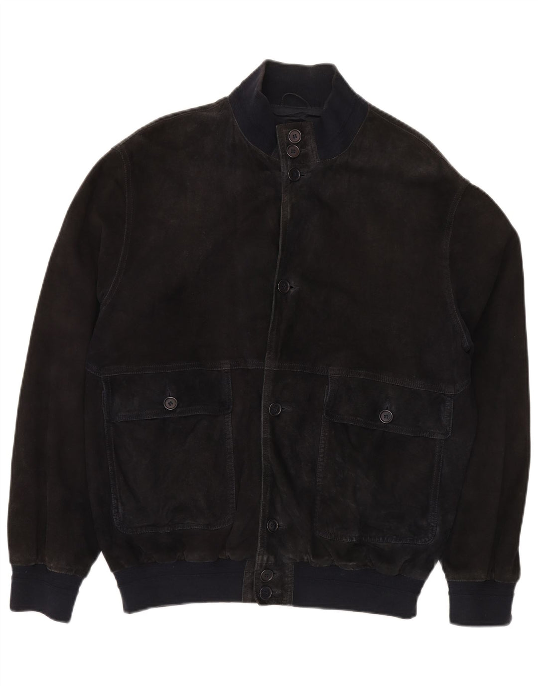 VINTAGE Chaqueta bomber de ante para hombre IT 52 XL Cuero azul marino