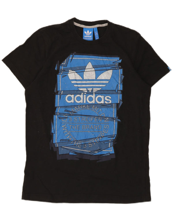 Adidas - Camiseta con gráfico de tres rayas para hombre, talla grande, algodón negro