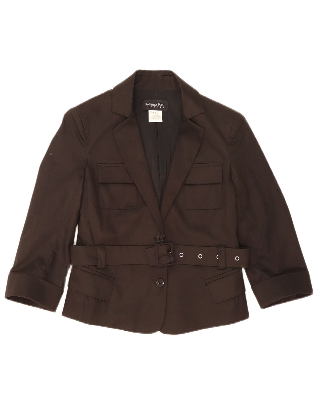 Patrizia Pepe Chaqueta tipo blazer corta con 2 botones para mujer IT 40 Small Black