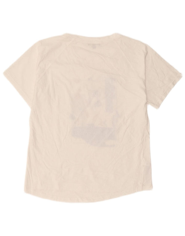 Massimo Dutti Camiseta Oversize Gráfica Mujer Top UK 6 XS Blanco Algodón