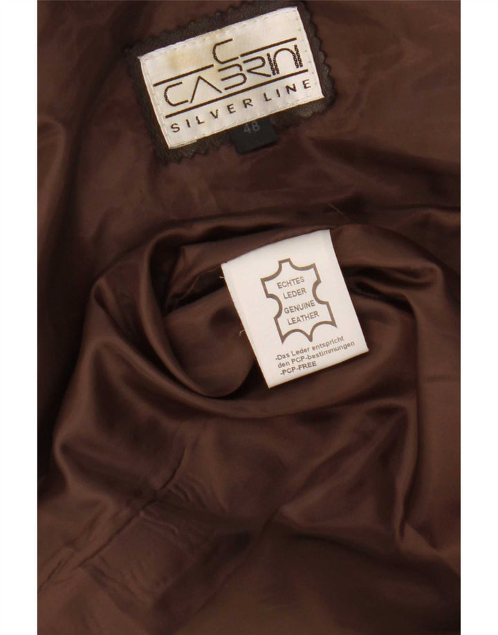 Cabrini Chaqueta de cuero para hombre EU 48 Cuero caqui mediano