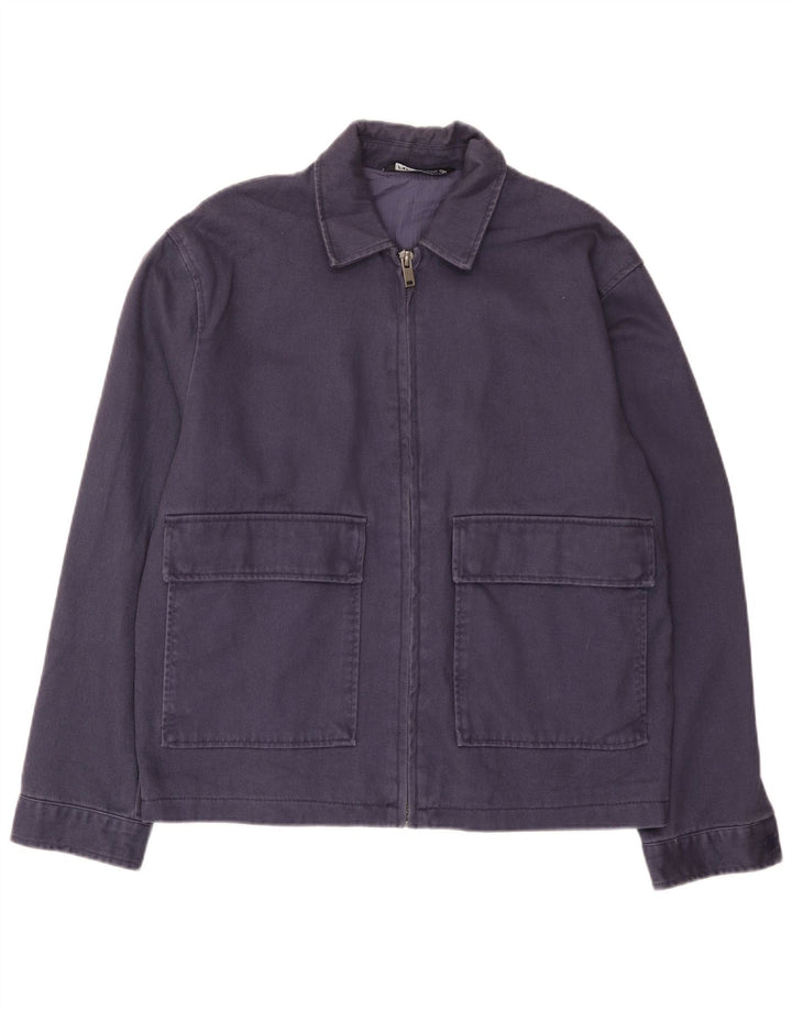 Zara Mens Bomber Jacket UK 38 Medium Azul Marino Algodón