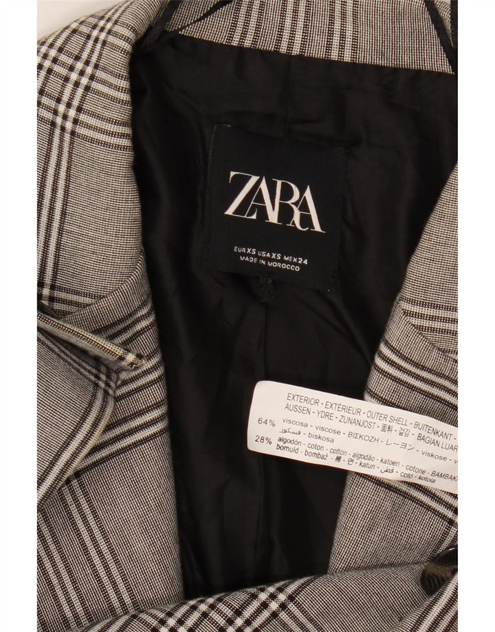 Zara Chaqueta Blazer Extragrande De 2 Botones para Mujer UK 6 XS Viscosa A Cuadros Gris