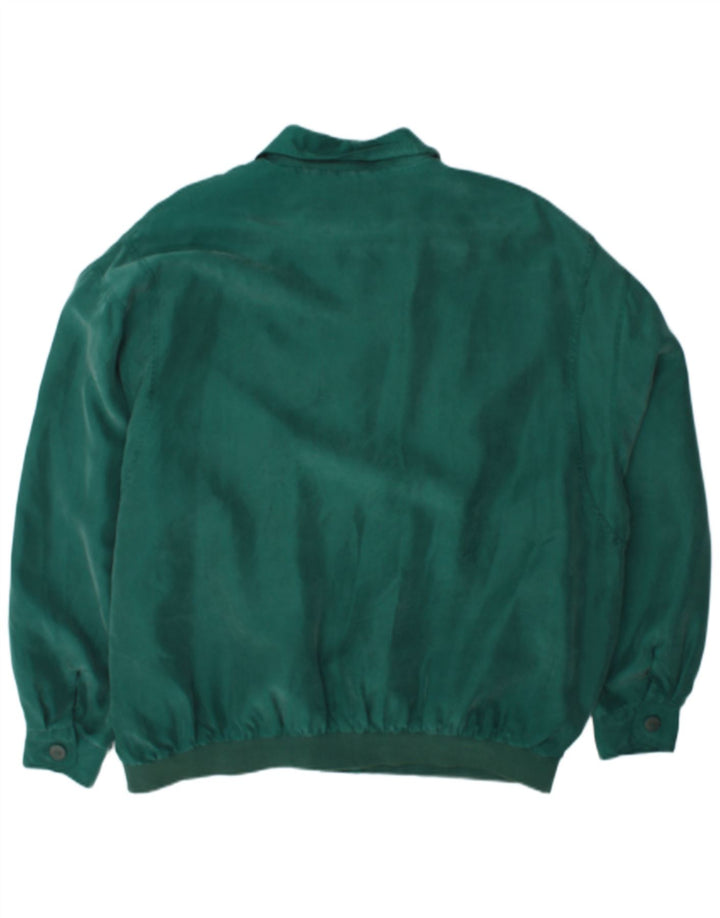 Chaqueta bomber vintage para hombre IT 56 3XL seda verde