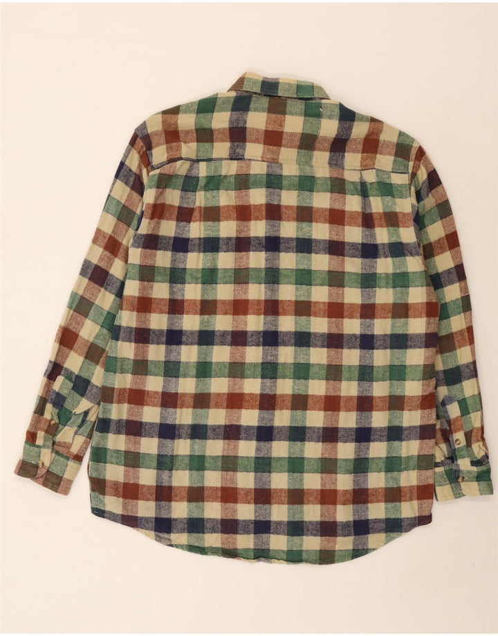Camisa de franela vintage para hombre talla 41/42 algodón a cuadros multicolor grande