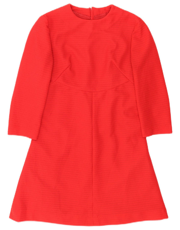 Vintage Womens 3/4 Sleeve A-Line Dress UK 10 Small Red