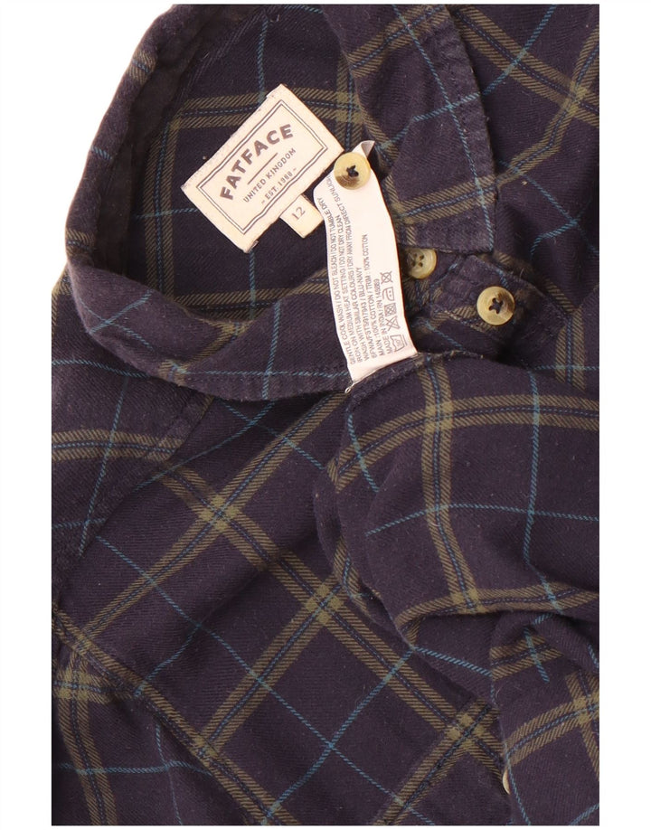 Camisa de franela para mujer Fat Face UK 40 Medium Azul marino Cuadros Algodón