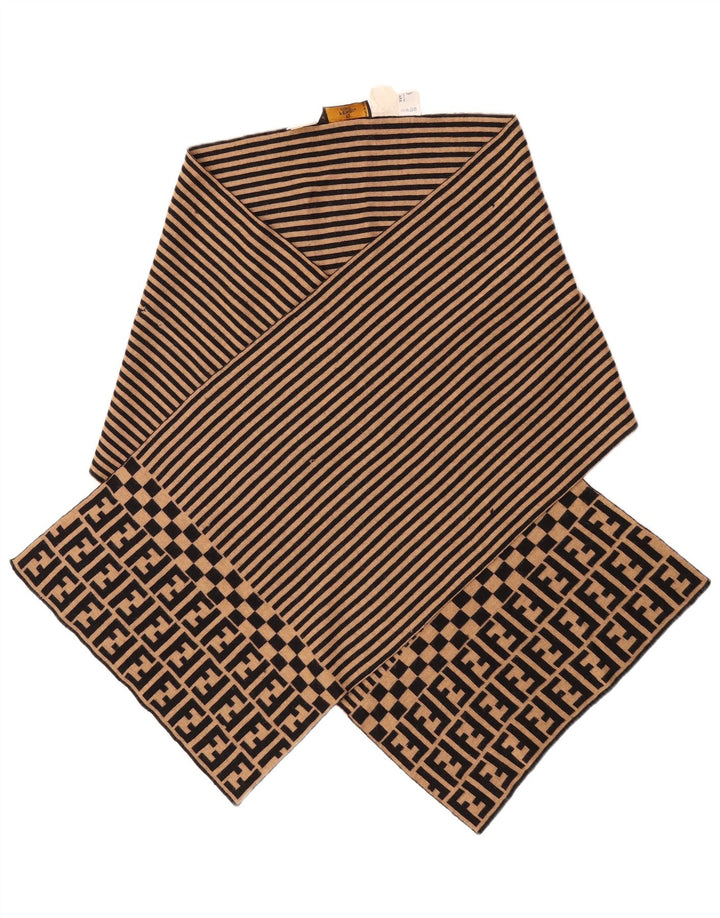 Fendi Chal para mujer IT 42 Diseñador de lana merino a rayas beige mediano