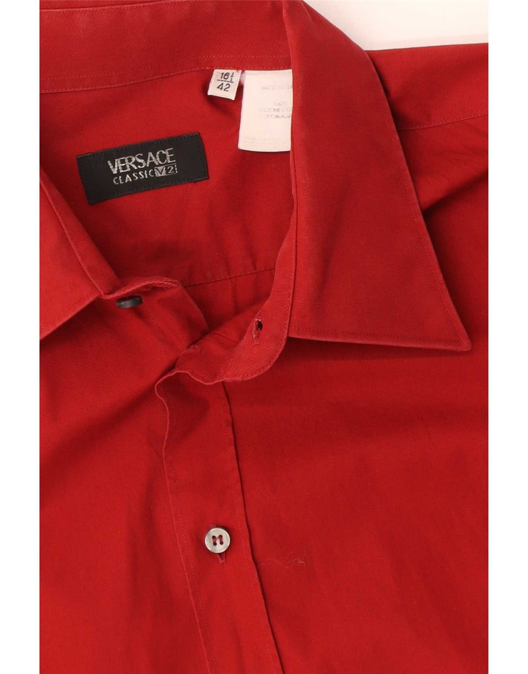Camisa Versace Hombre Talla 42 16 1/2 Grande Algodón Rojo