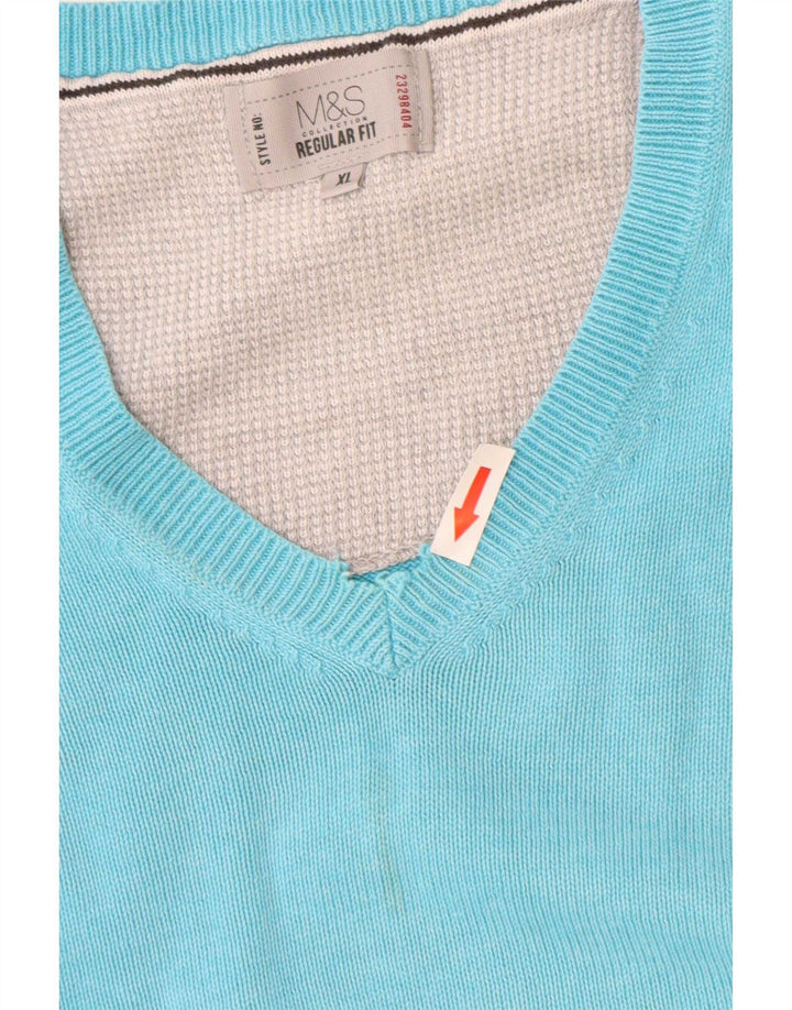 Marks & Spencer Suéter con Cuello en V y Ajuste Regular para Hombre XL Azul