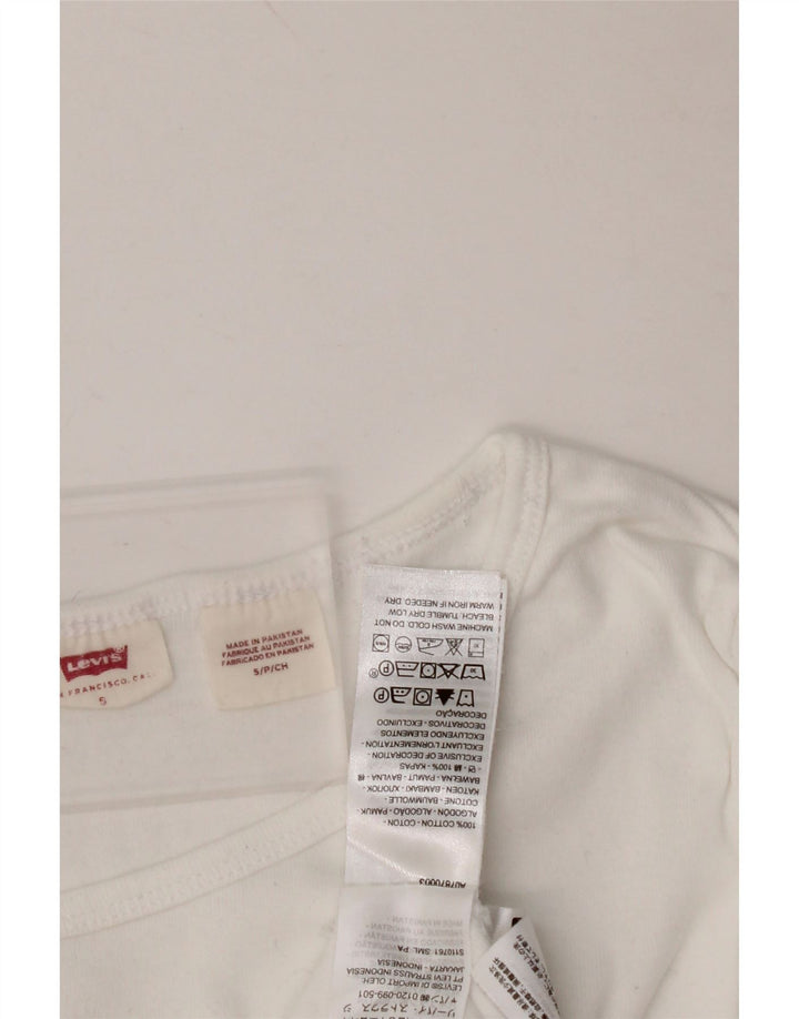 LEVI'S Top corto para mujer de manga larga UK 10 Small White Cotton