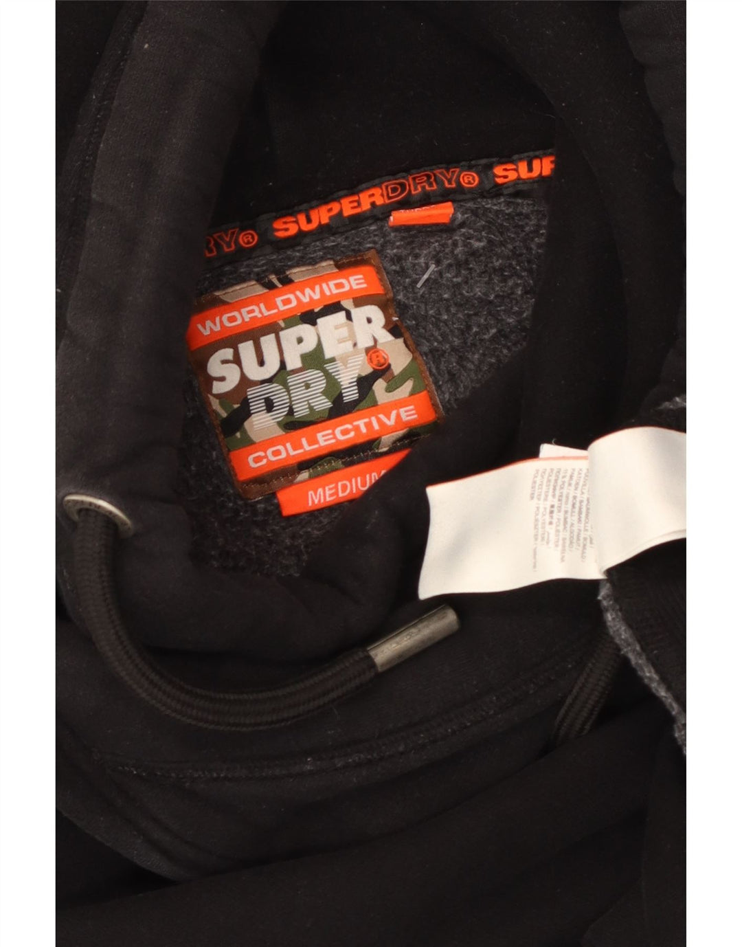SUPERDRY Hombre Sudadera con capucha Jumper Medium Black Cotton