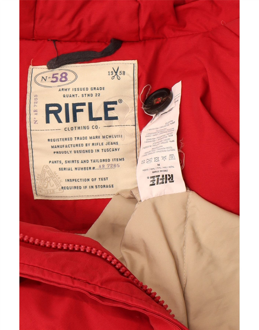 Rifle Chaqueta acolchada con capucha para mujer UK 14 Medium Red Cotton