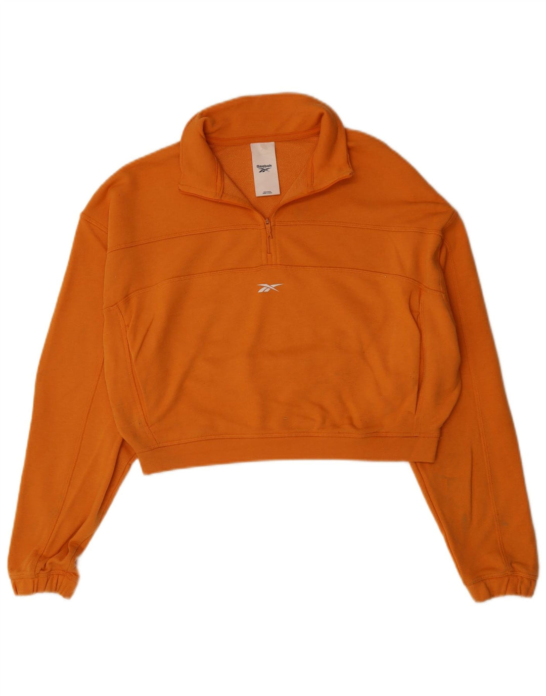 REEBOK Sudadera corta con cuello y cremallera para mujer UK 40 Mediano Naranja