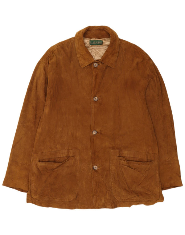 Vintage hombres ante chaqueta IT 52 marrón grande