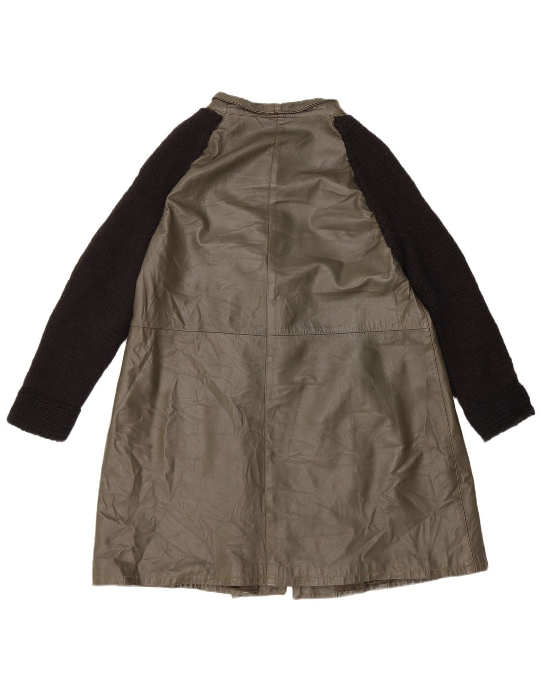 Abrigo de cuero vintage de gran tamaño para mujer IT 40 Cuero color block verde pequeño