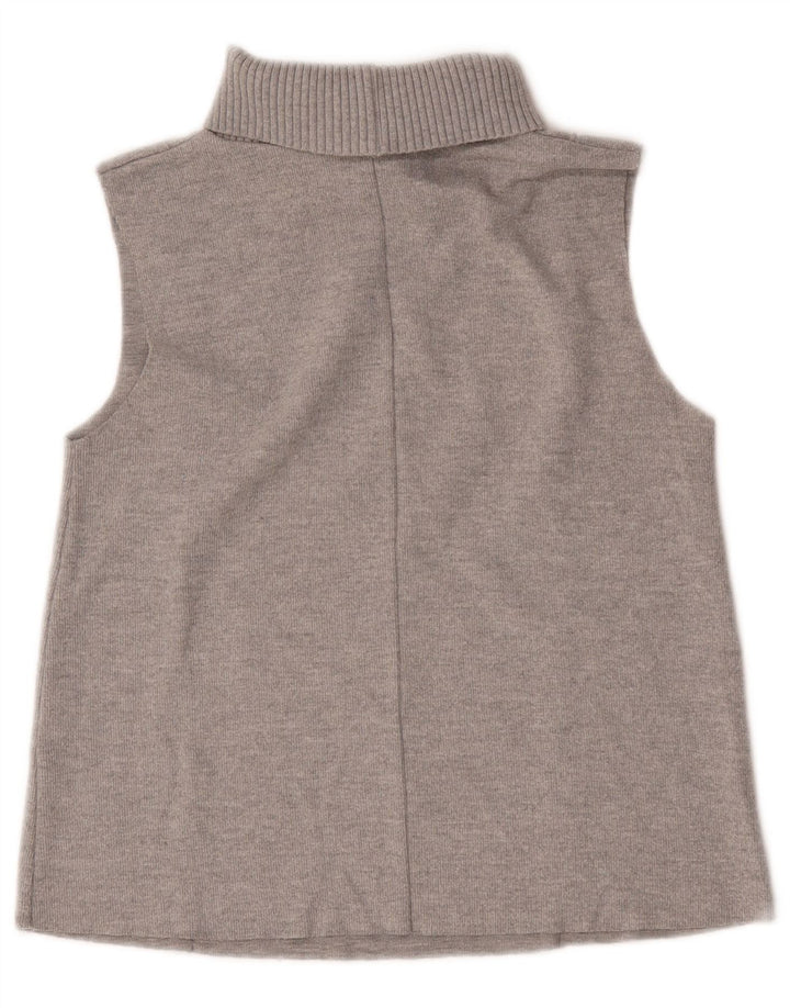 Zara Mujer Roll Neck Vest Tank Top UK 10 Small Gris Poliéster