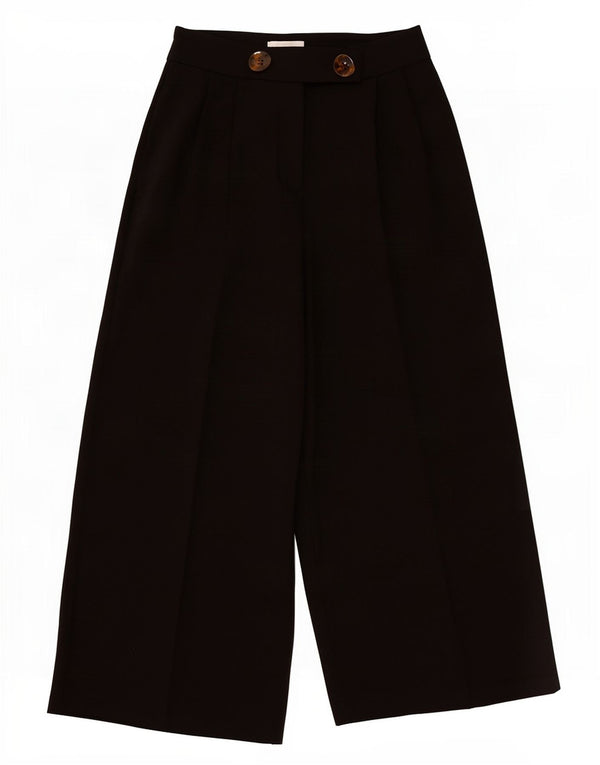Topshop Pantalones Capri de Pierna Ancha y Cintura Alta para Mujer UK 6 XS W26 L22 Negro