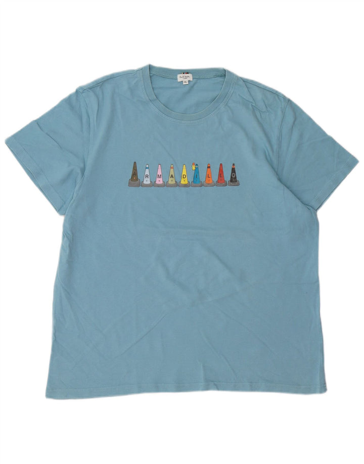 PAUL SMITH Camiseta gráfica para hombre Top XL Algodón azul