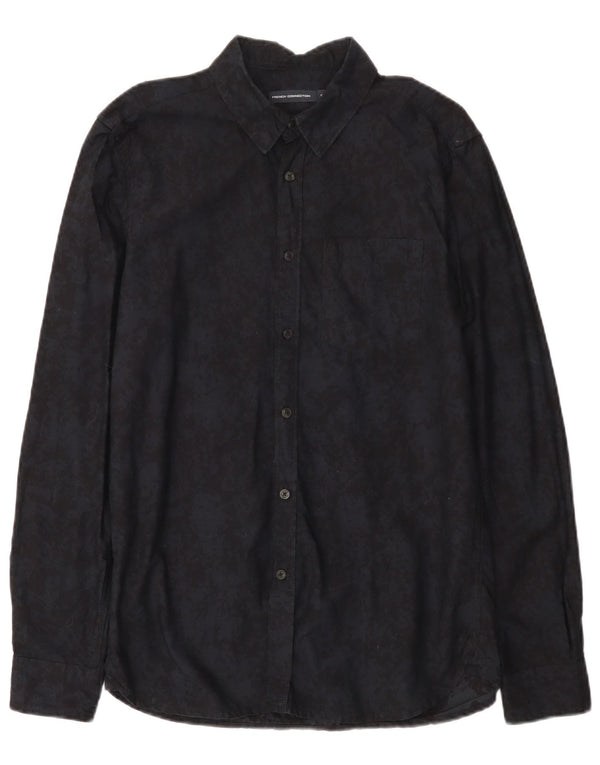 Camisa para hombre French Connection Small de algodón teñido anudado negro