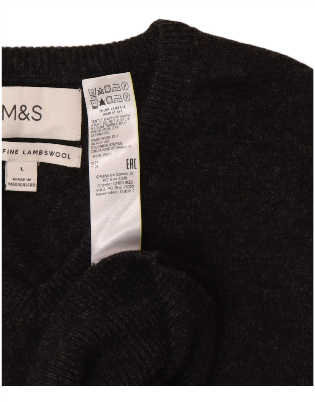 Marks & Spencer - Camiseta sin mangas para hombre, talla grande, lana de cordero gris