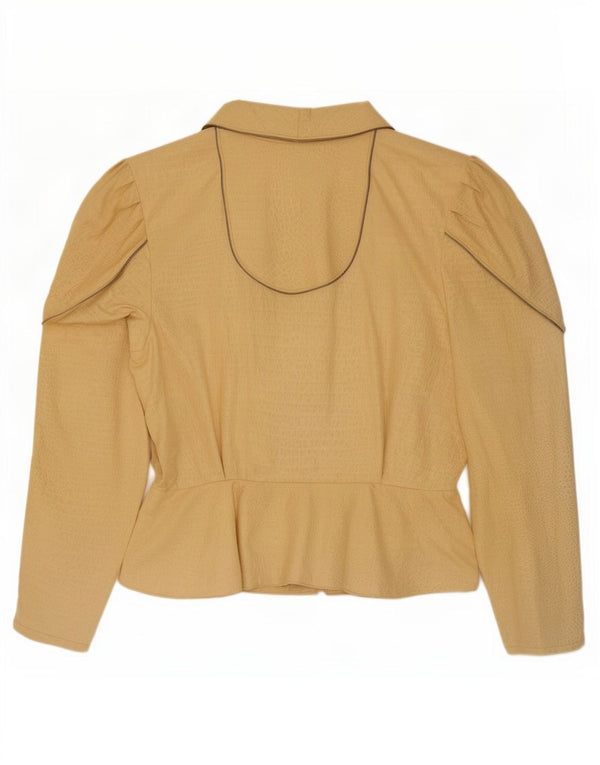 Vintage mujer Blazer chaqueta Reino Unido 14 medio beige animal print