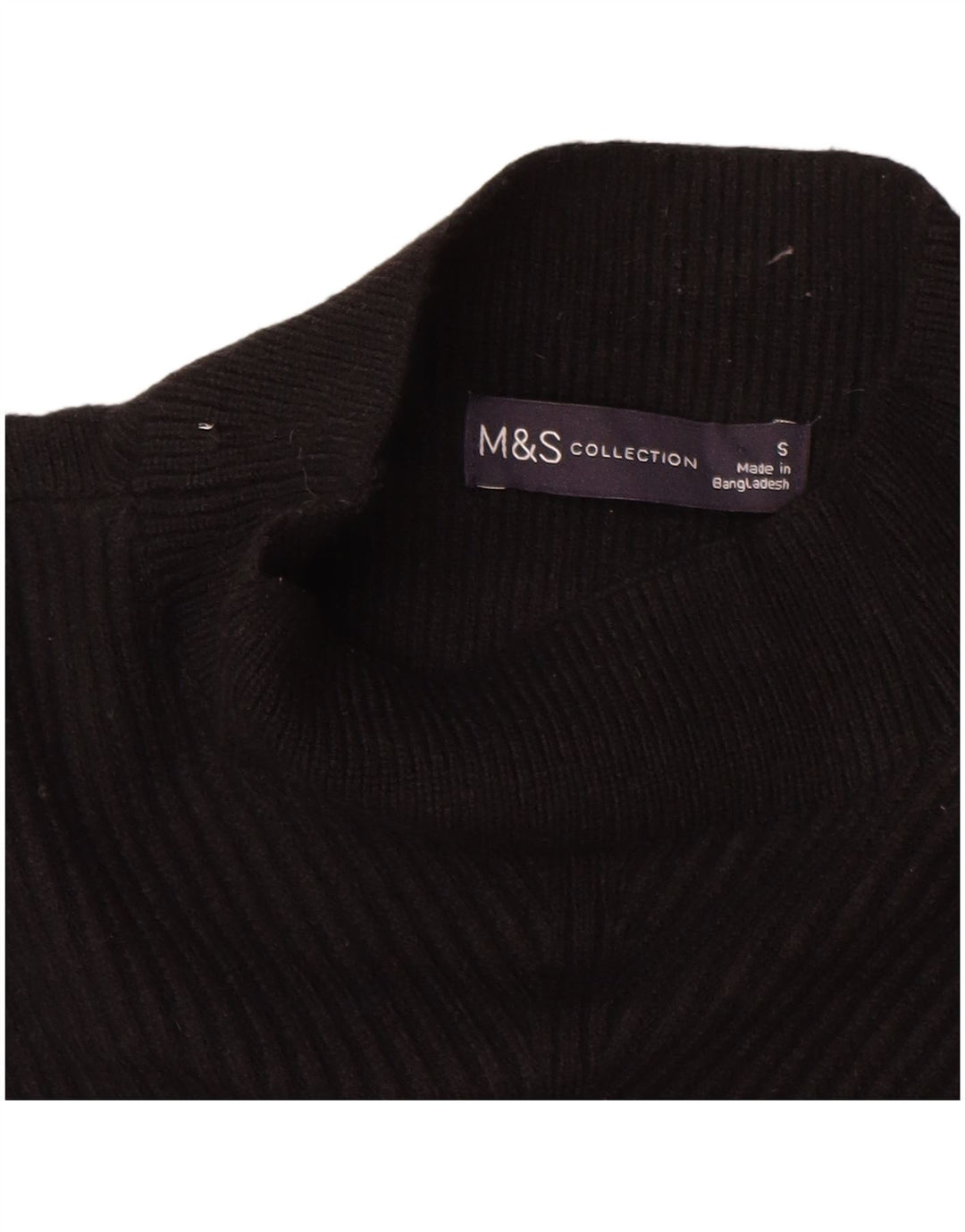 MARKS & SPENCER Suéter tipo jersey con cuello alto para mujer UK 10 Small Black