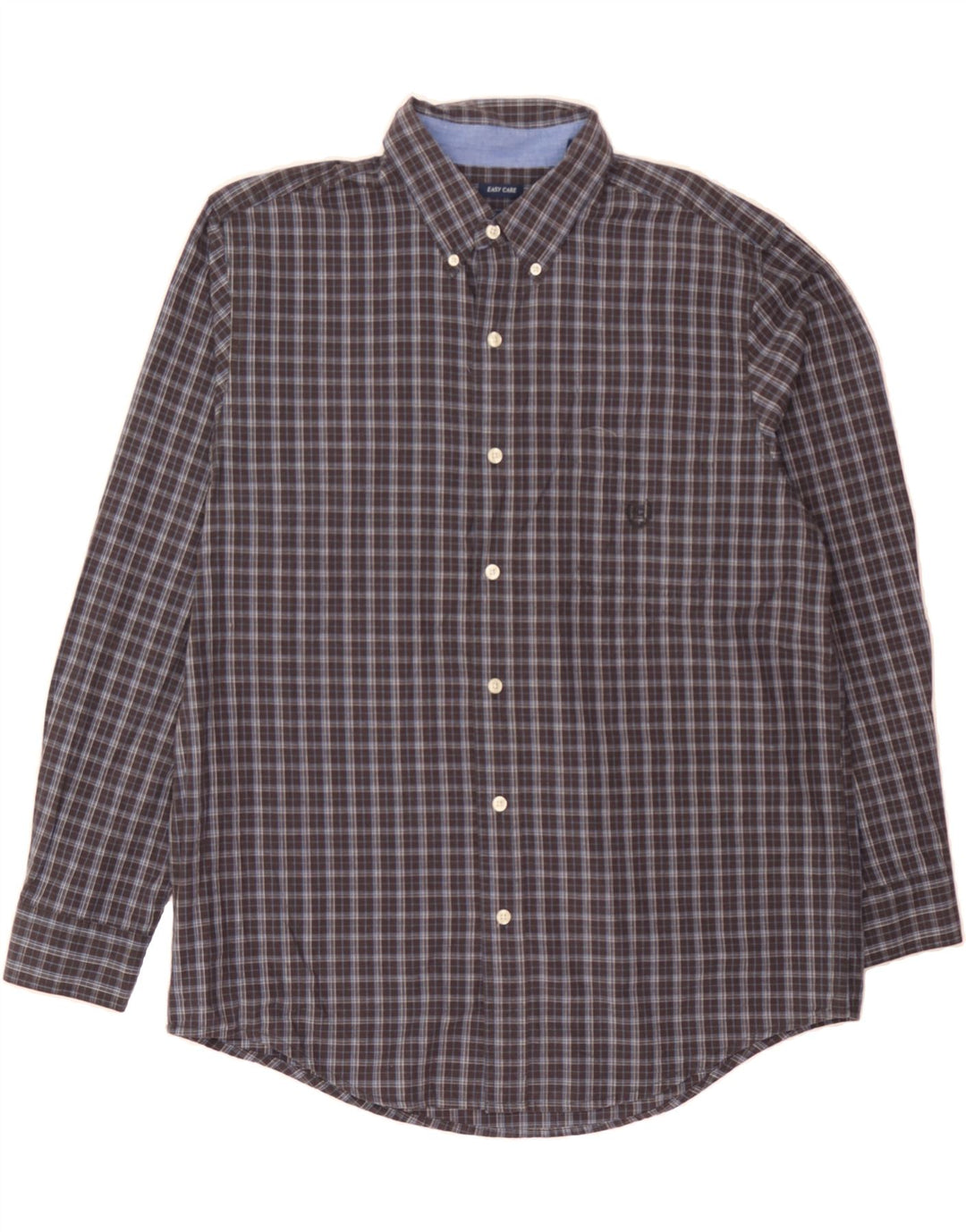 CHAPS Mens Easy Care Shirt Large Grey Check Cotton Vintage Chaps and Second-Hand Chaps from Messina Hembry 