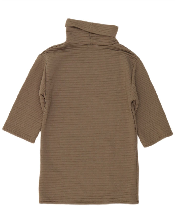 Zara Vestido recto extragrande con manga 3/4 para mujer UK 10 Small Caqui Poliéster