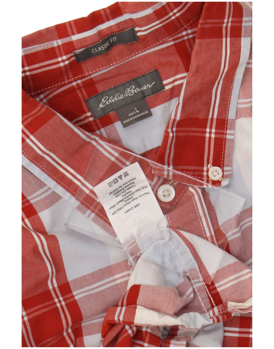 EDDIE BAUER Camisa de corte clásico para hombre de algodón a cuadros rojos grandes