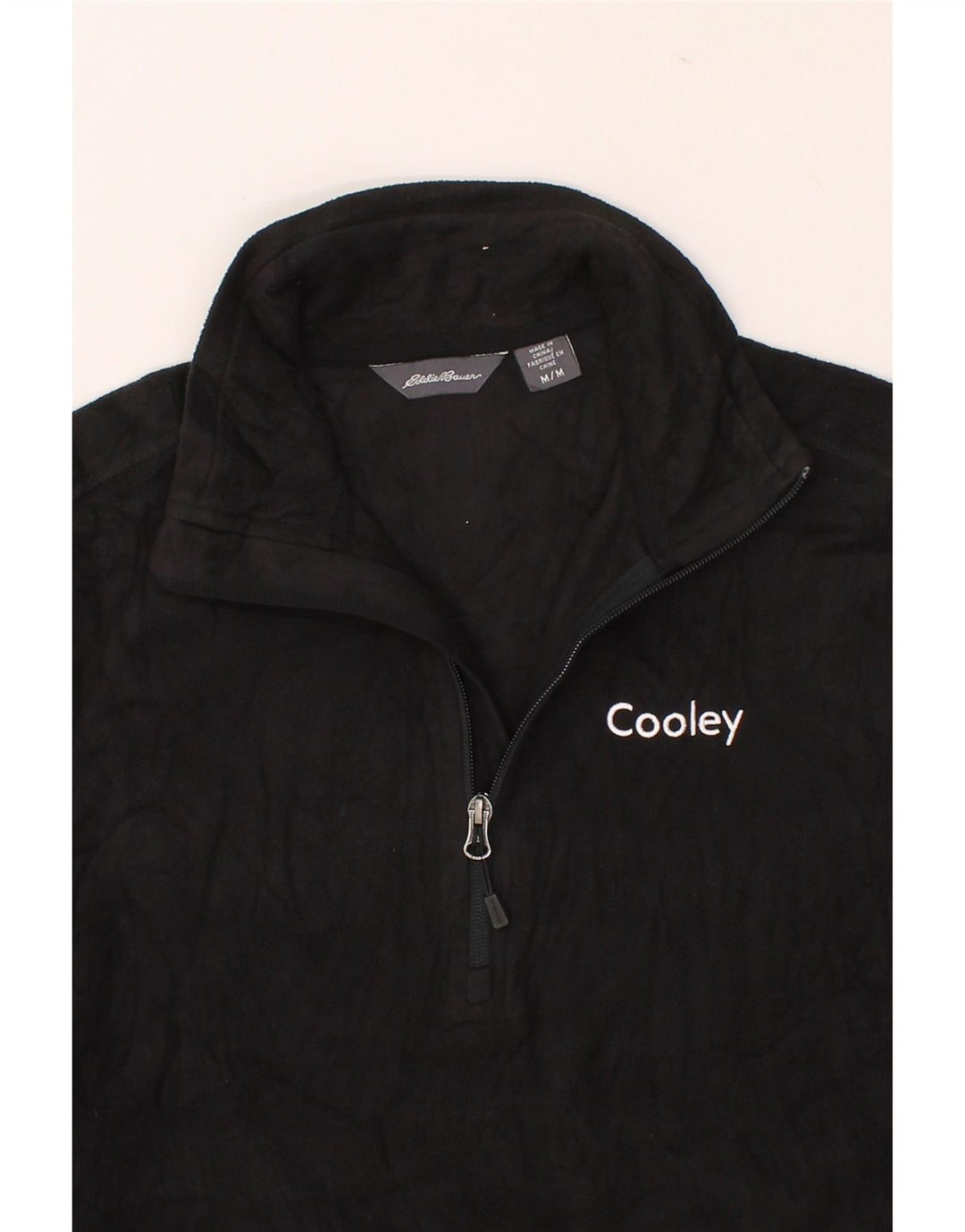 EDDIE BAUER Mens Zip Neck Fleece Jumper Medium Black Polyester Vintage Eddie Bauer and Second-Hand Eddie Bauer from Messina Hembry 